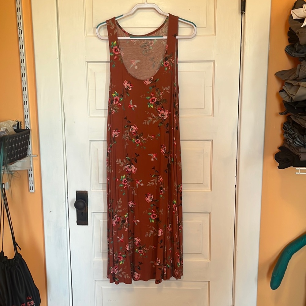 Floral Rust color tank dress